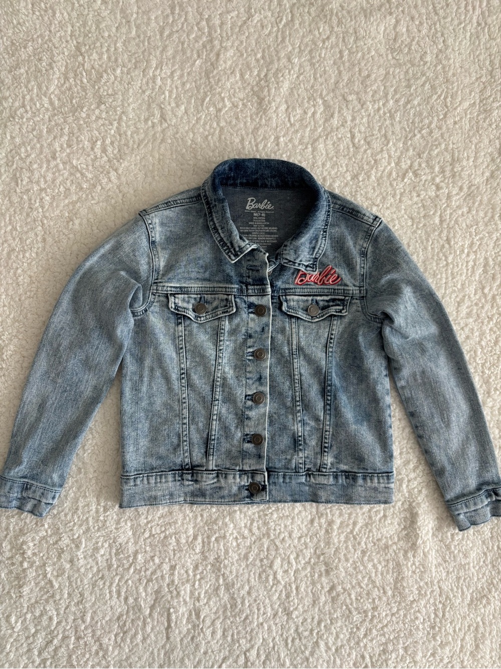 Barbie Girls Denim Jacket Size M 7-8 Blue Jean Girl Revolution Graphic